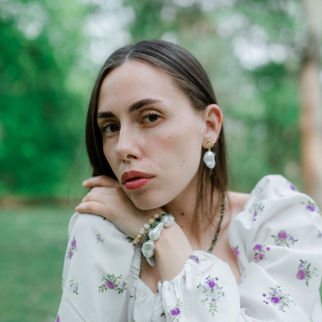 LISGARDEN // Armband mit großen Barockperlen & Verschluss in Vergoldung