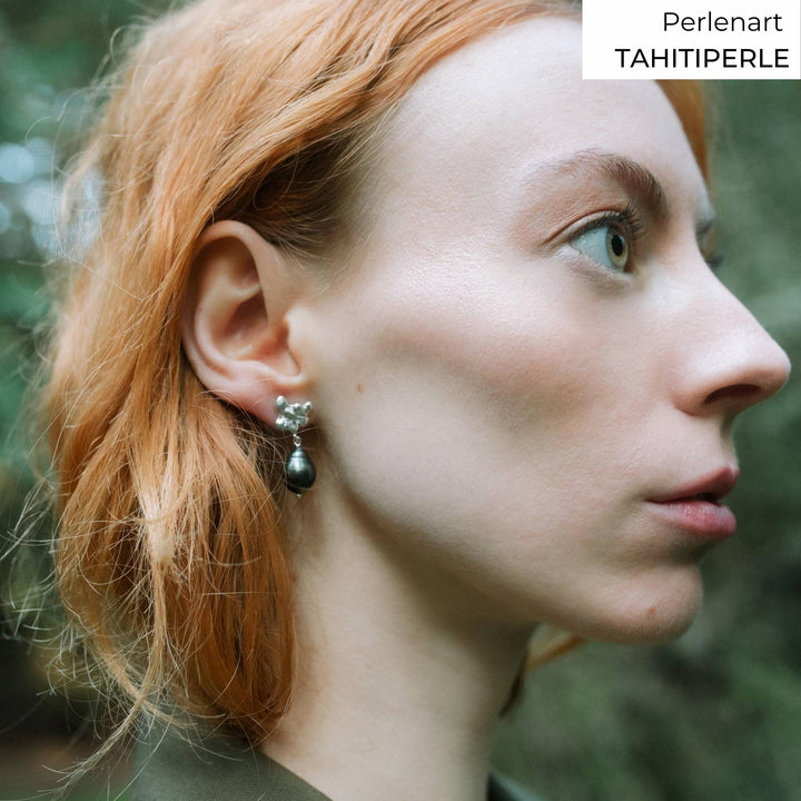 FJELLSTRAND Midnight // Silver earrings with baroque or Tahitian pearls