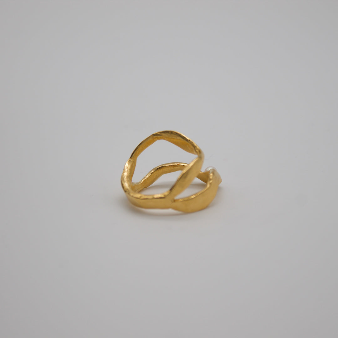 FRYA // Doppelring mit zarter Perle