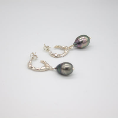 SANDEFJORD // Hoop earrings gold-plated with Tahitian pearl