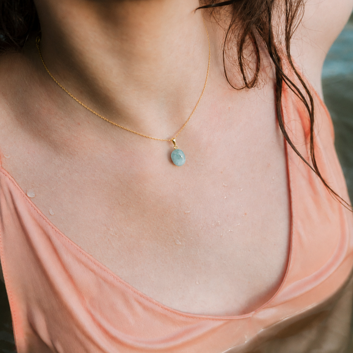 HAVLYS //  Ankerkette mit Larimar-Edelstein als Anhänger