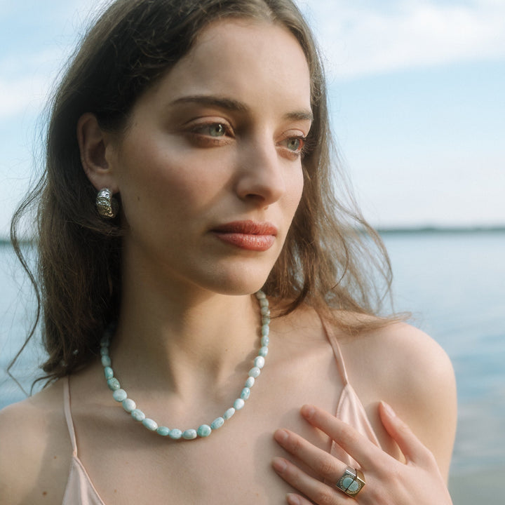 HAVLYS // Statement-Halskette aus Larimar-Edelsteinen