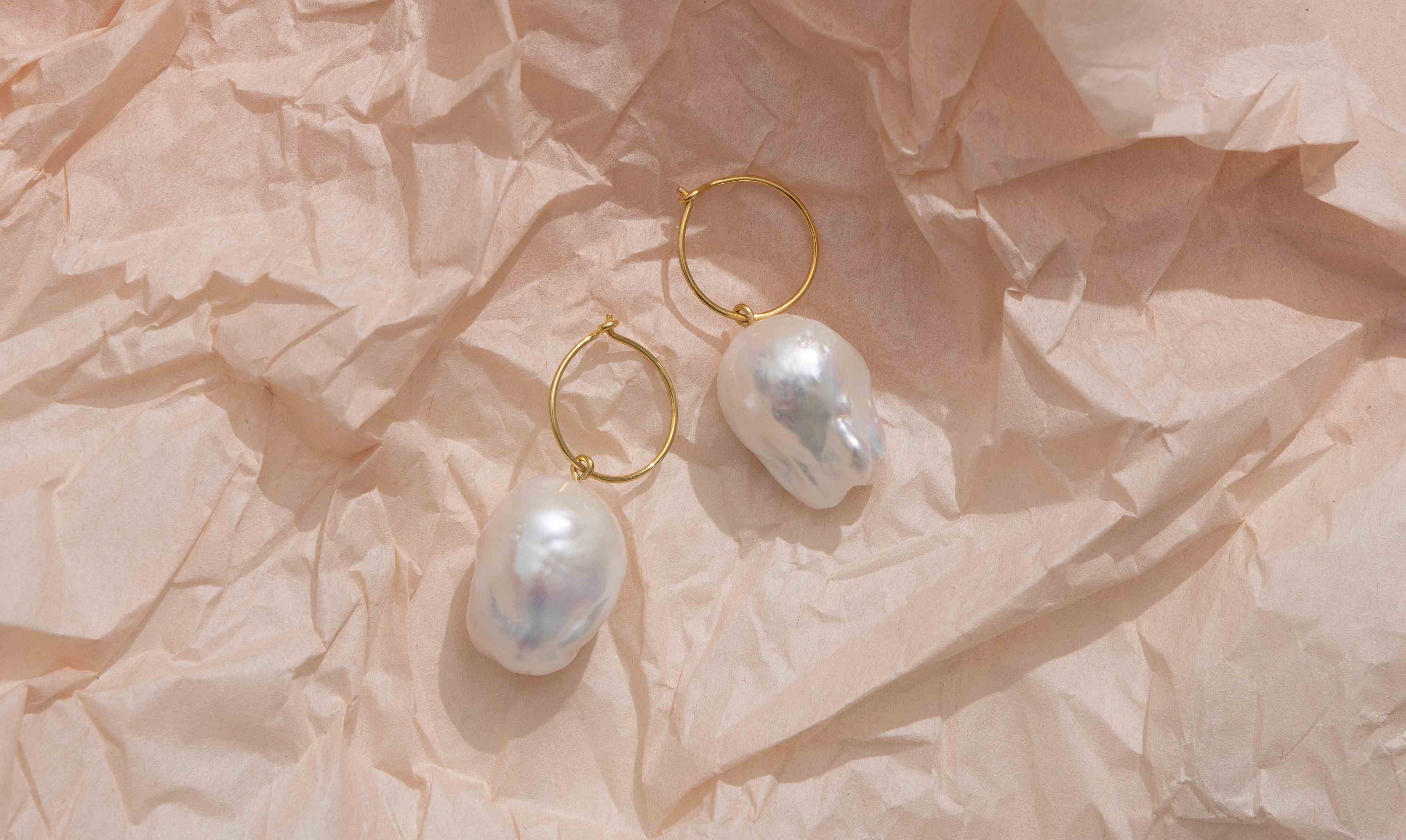 Joacii Orecchini Donna In Argento 925 Placcato Oro 18k Con Perla Vera - A Forma Di C