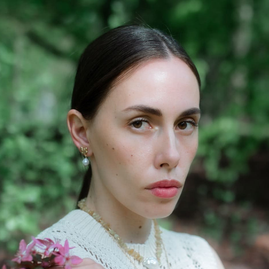 FJELLSTRAND // Gold-plated ear studs with baroque pearls