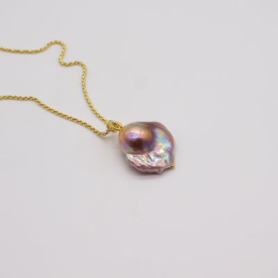 LIMFJORD Lavender // Sterling silver necklace with baroque pearl