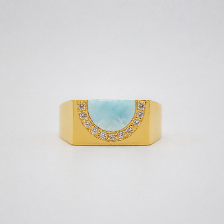 HAVLYS // Ring mit Larimarstein & 11 feinen Topas