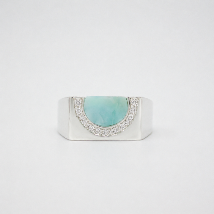 HAVLYS // Ring mit Larimarstein & 11 feinen Topas