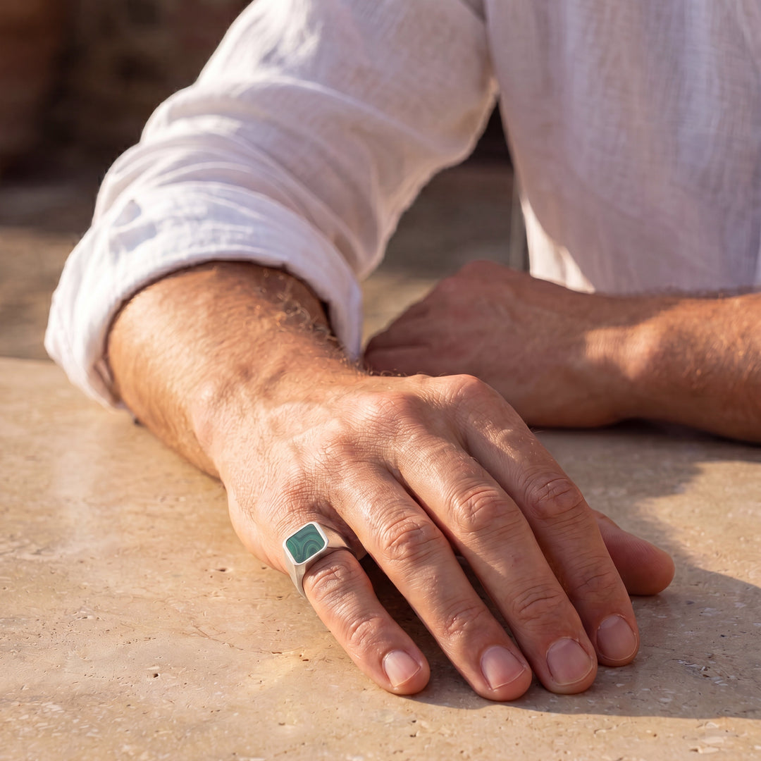 GRANKLINT // Siegelring mit grünem Malachit // Unisex