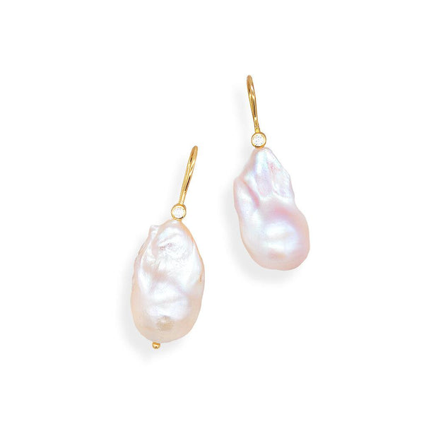 CURIEUSE // Gold-plated earrings with zirconia and baroque pearls