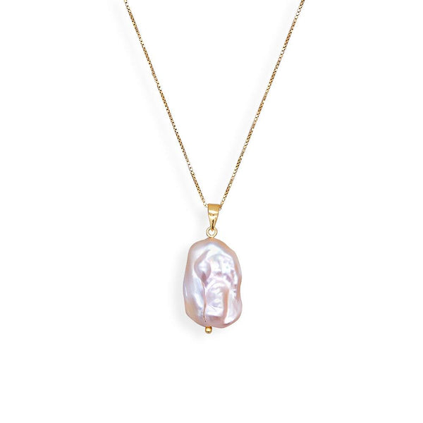 PIANA APRICOT // Gold-plated necklace with Keshi pearl 