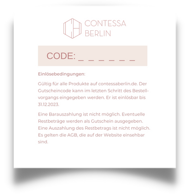 Geschenkgutschein CONTESSA BERLIN // Betrag auswählbar