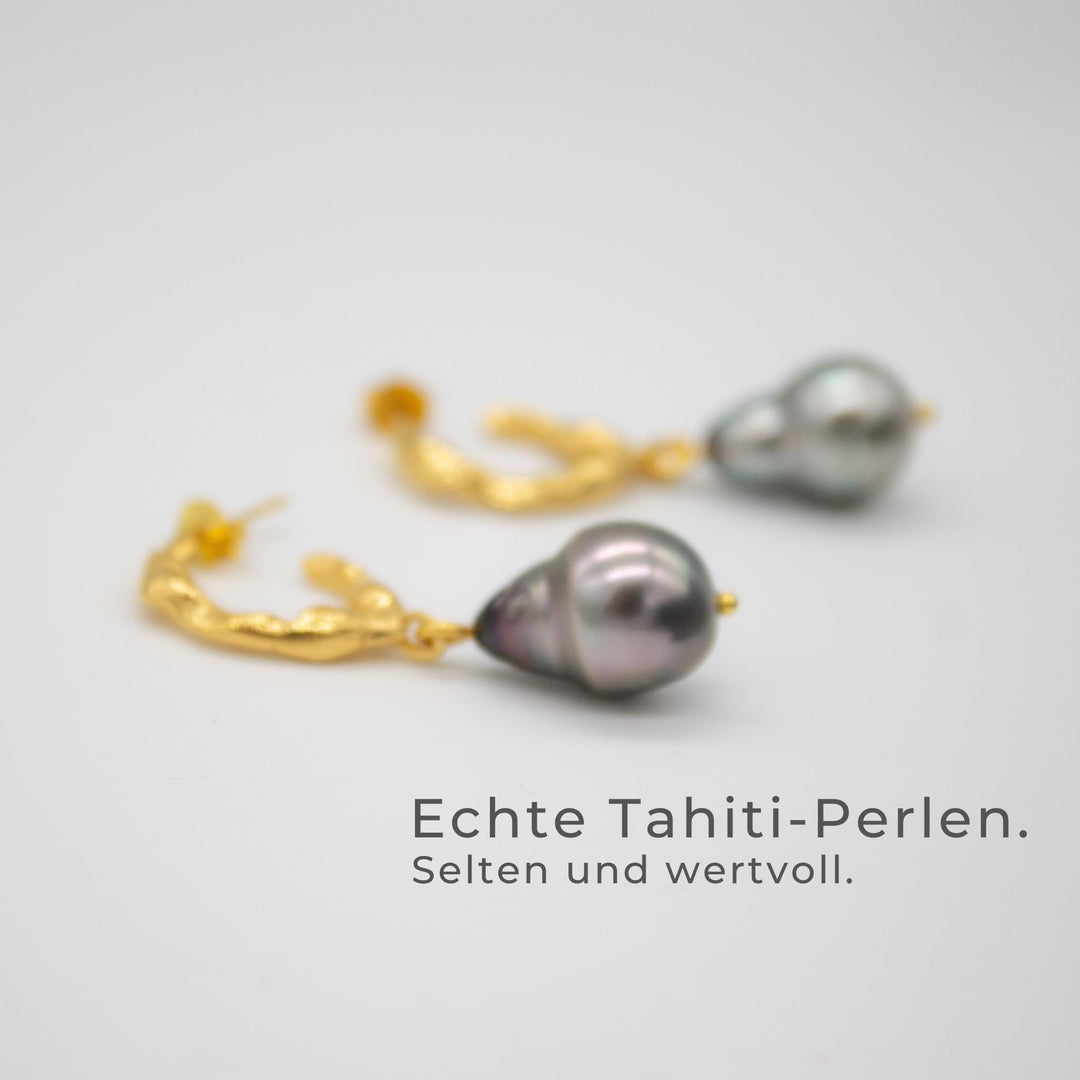 SANDEFJORD // Hoop earrings gold-plated with Tahitian pearl