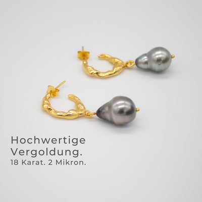 SANDEFJORD // Hoop earrings gold-plated with Tahitian pearl