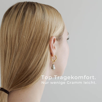 SANDEFJORD // Hoop earrings gold-plated with Tahitian pearl