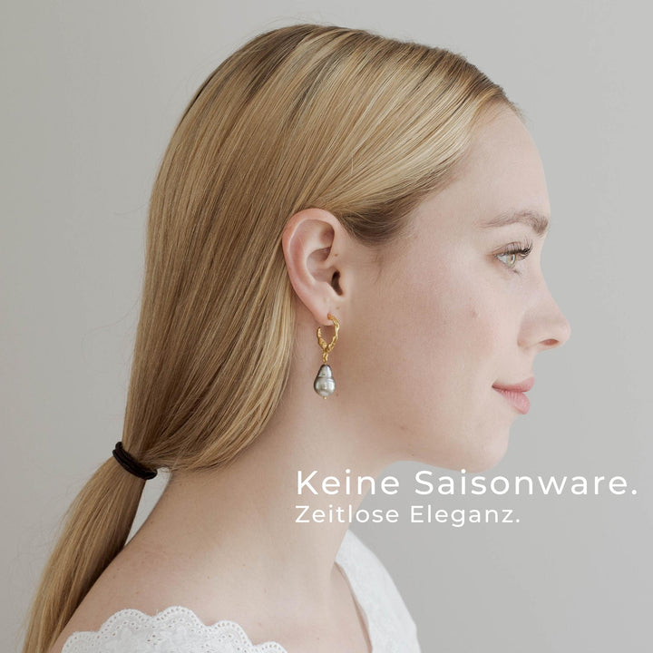 SANDEFJORD // Hoop earrings gold-plated with Tahitian pearl