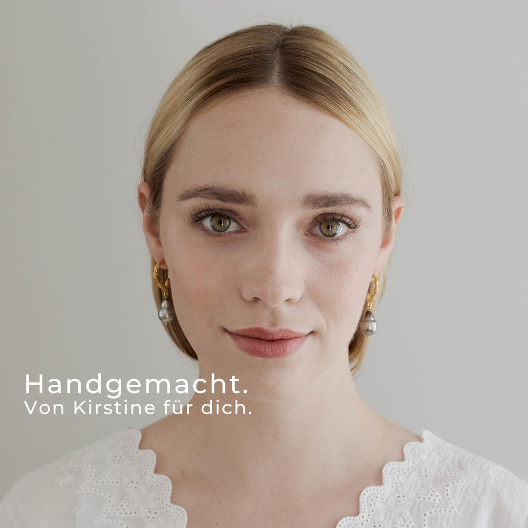 SANDEFJORD // Hoop earrings gold-plated with Tahitian pearl