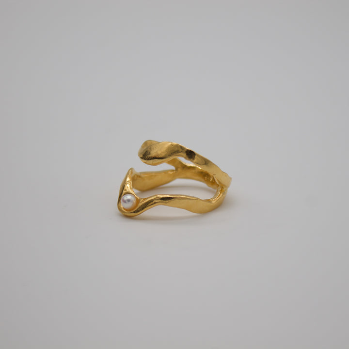 FRYA // Doppelring mit zarter Perle